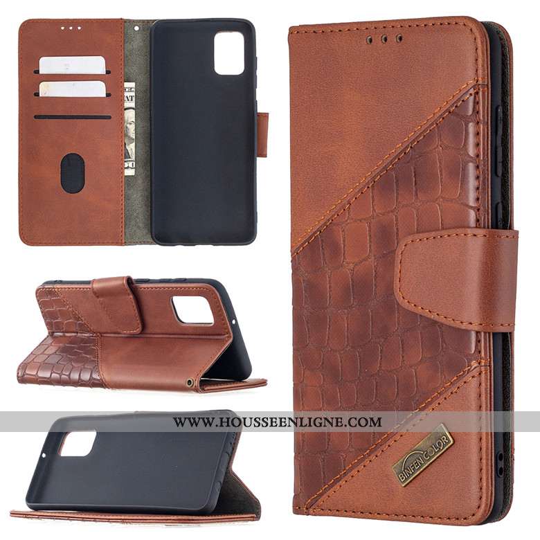 Coque Samsung Galaxy A41 Cuir Protection Étoile Téléphone Portable Étui Clamshell Marron