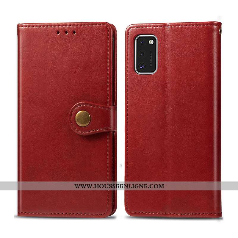 Coque Samsung Galaxy A41 Protection Ornements Suspendus Simple Cuir Housse Couleur Unie Étoile Marro