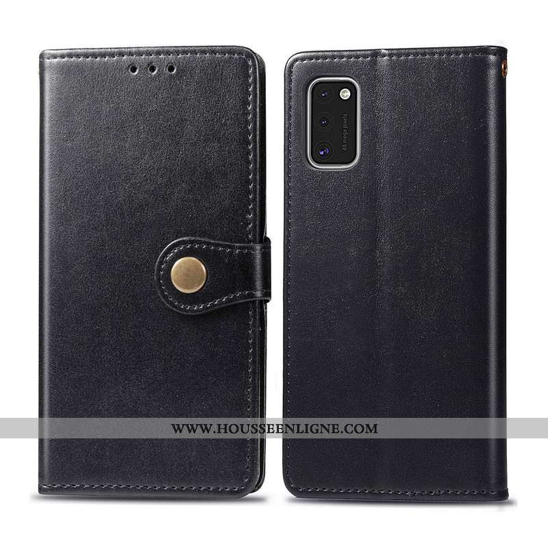 Coque Samsung Galaxy A41 Protection Ornements Suspendus Simple Cuir Housse Couleur Unie Étoile Marro