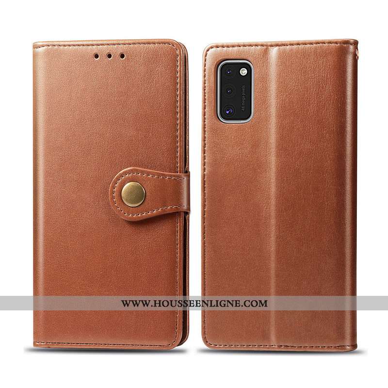 Coque Samsung Galaxy A41 Protection Ornements Suspendus Simple Cuir Housse Couleur Unie Étoile Marro