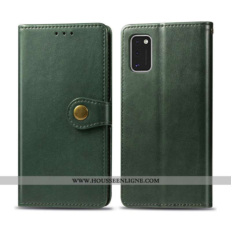 Coque Samsung Galaxy A41 Protection Ornements Suspendus Simple Cuir Housse Couleur Unie Étoile Marro