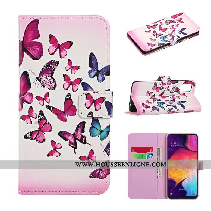 Coque Samsung Galaxy A41 Tendance Cuir Charmant Protection Rose Étui Clamshell