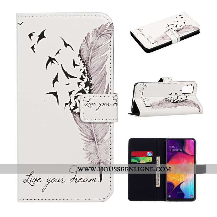 Coque Samsung Galaxy A41 Tendance Cuir Charmant Protection Rose Étui Clamshell