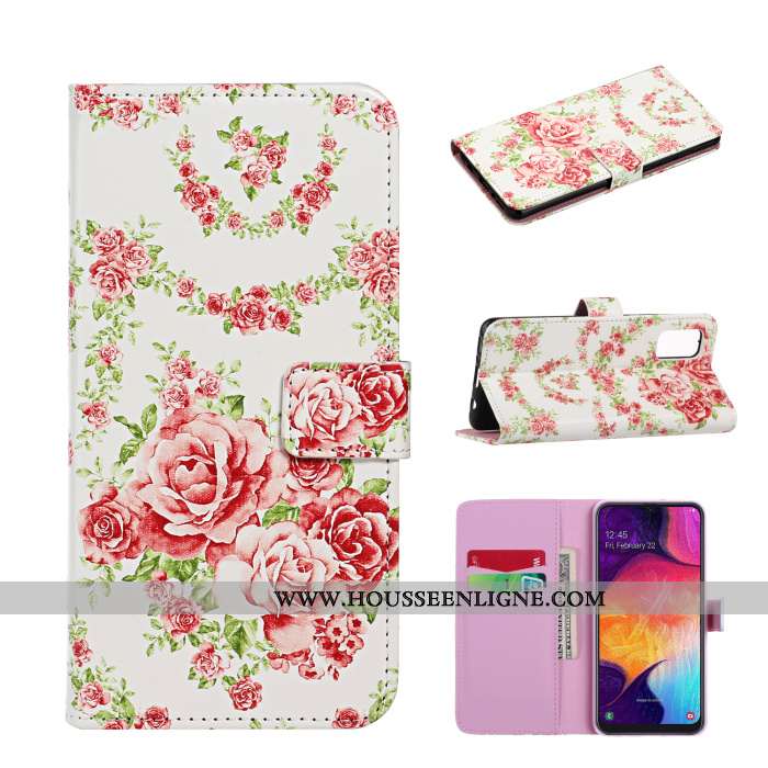 Coque Samsung Galaxy A41 Tendance Cuir Charmant Protection Rose Étui Clamshell