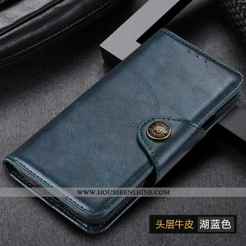 Coque Samsung Galaxy A50 Cuir Véritable Étui Incassable Étoile Téléphone Portable Tout Compris Bleu 