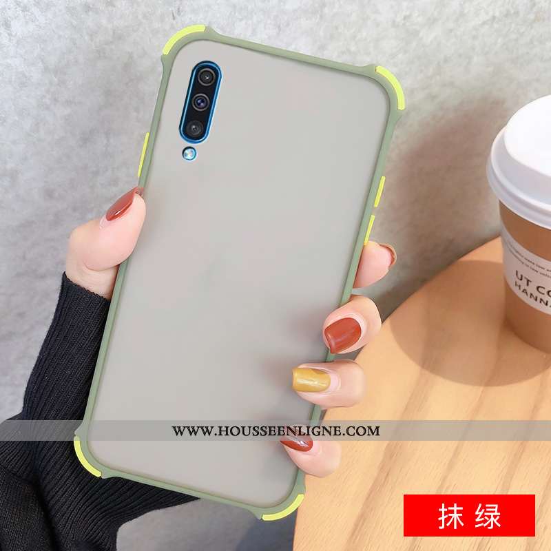 Coque Samsung Galaxy A50 Délavé En Daim Ultra Légère Vert Fluide Doux Protection Verte