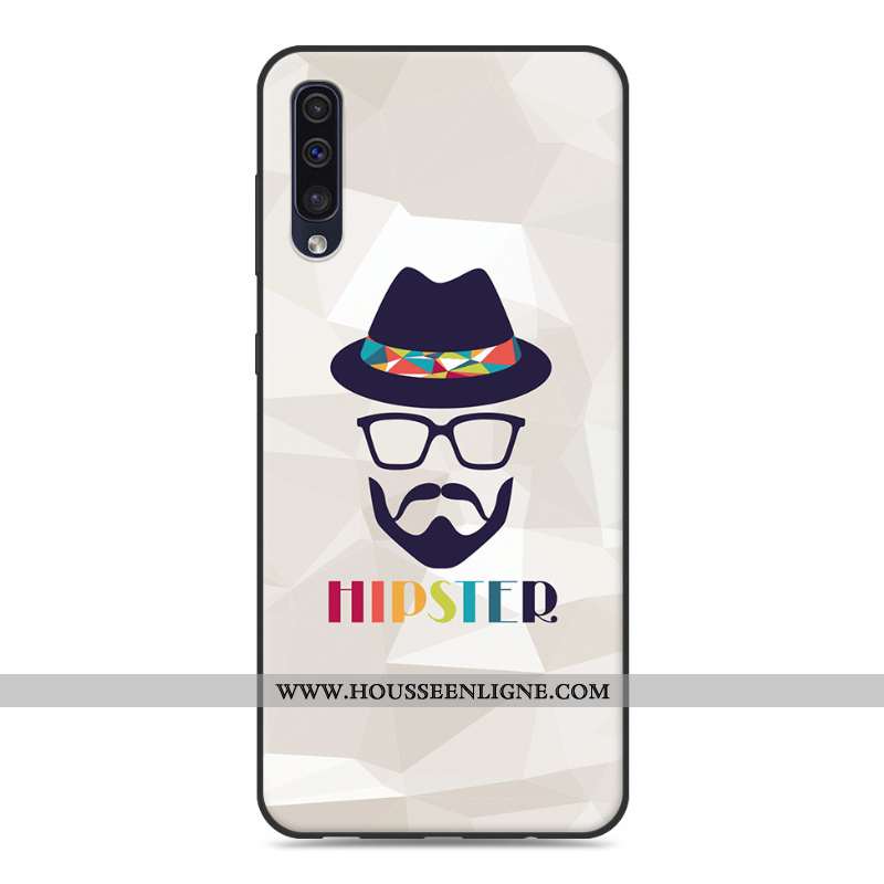 Coque Samsung Galaxy A50 Fluide Doux Silicone Étoile Créatif Protection Incassable Personnalité Gris