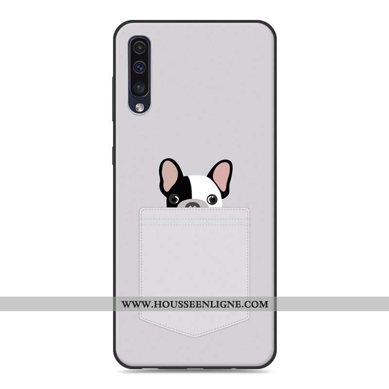 Coque Samsung Galaxy A50 Fluide Doux Silicone Étoile Créatif Protection Incassable Personnalité Gris