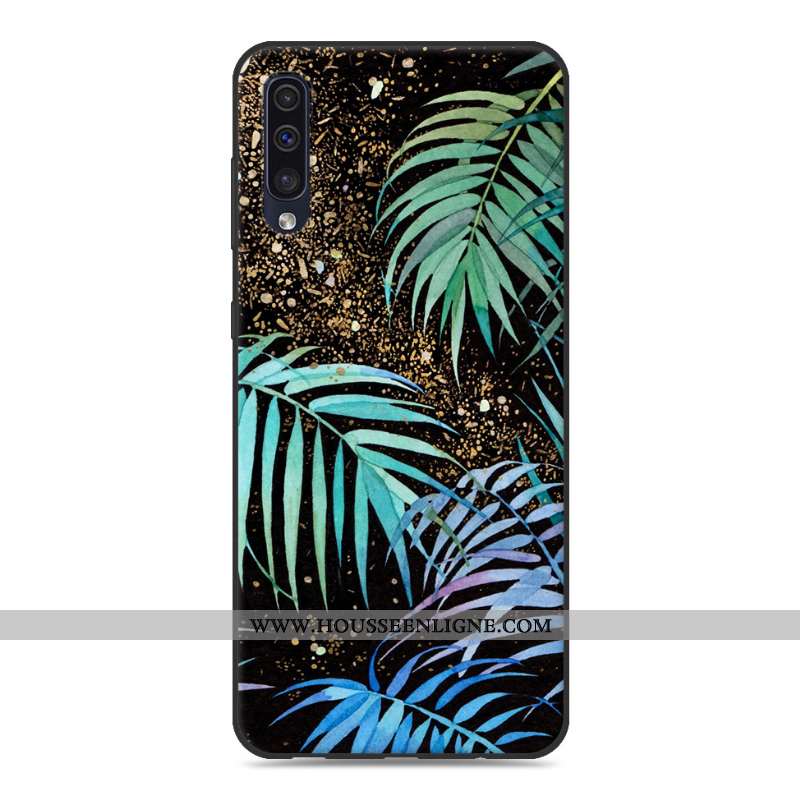 Coque Samsung Galaxy A50 Fluide Doux Silicone Étoile Créatif Protection Incassable Personnalité Gris