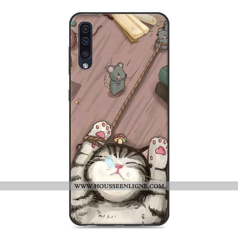 Coque Samsung Galaxy A50 Fluide Doux Silicone Étoile Créatif Protection Incassable Personnalité Gris