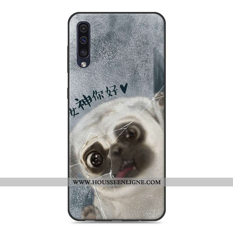 Coque Samsung Galaxy A50 Fluide Doux Silicone Étoile Créatif Protection Incassable Personnalité Gris