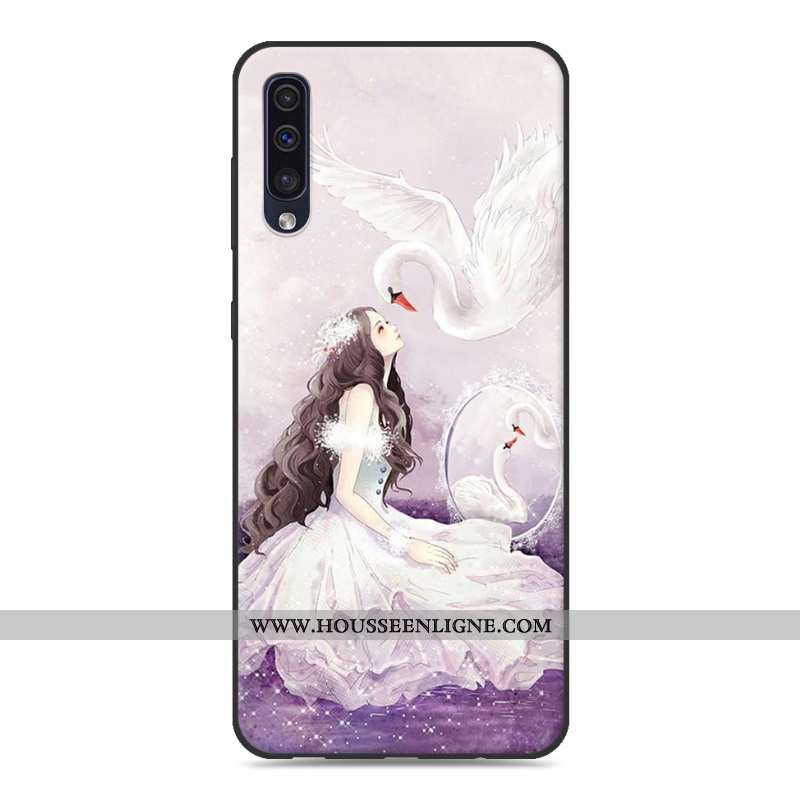 Coque Samsung Galaxy A50 Fluide Doux Silicone Étoile Créatif Protection Incassable Personnalité Gris