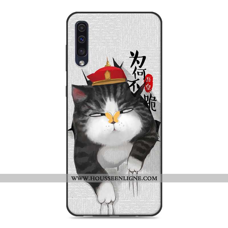 Coque Samsung Galaxy A50 Fluide Doux Silicone Étoile Créatif Protection Incassable Personnalité Gris