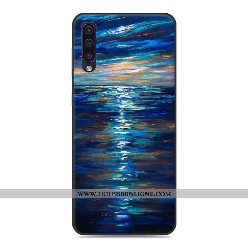 Coque Samsung Galaxy A50 Fluide Doux Silicone Étoile Créatif Protection Incassable Personnalité Gris