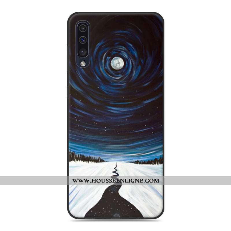 Coque Samsung Galaxy A50 Fluide Doux Silicone Étoile Créatif Protection Incassable Personnalité Gris