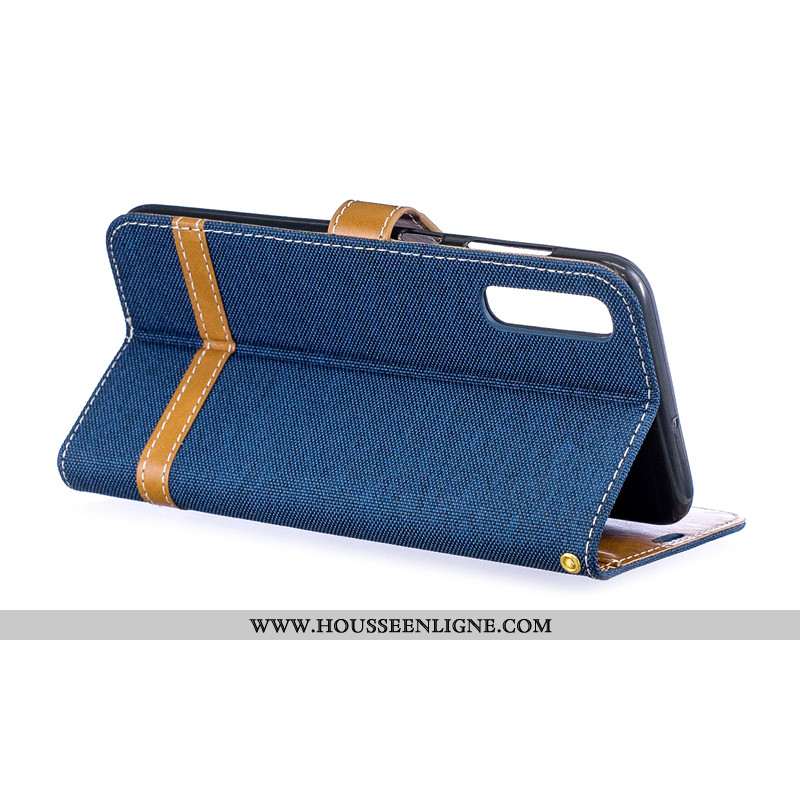 Coque Samsung Galaxy A50 Portefeuille Tendance Housse Téléphone Portable Étui En Denim Violet