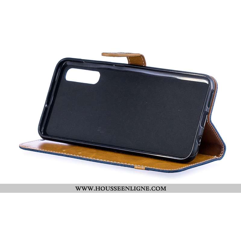 Coque Samsung Galaxy A50 Portefeuille Tendance Housse Téléphone Portable Étui En Denim Violet