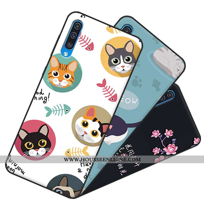 Coque Samsung Galaxy A50 Protection Dessin Animé Blanc Fluide Doux Silicone Incassable Blanche