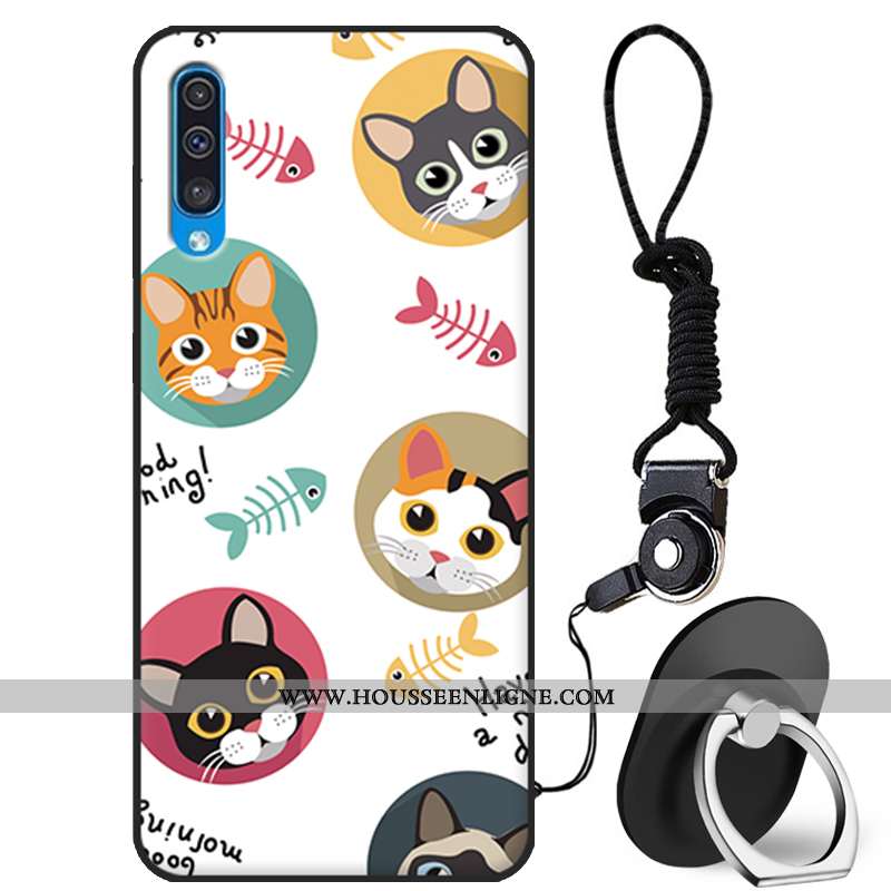 Coque Samsung Galaxy A50 Protection Dessin Animé Blanc Fluide Doux Silicone Incassable Blanche