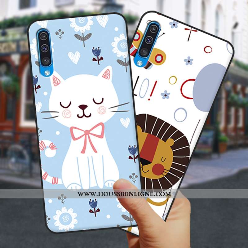 Coque Samsung Galaxy A50 Protection Dessin Animé Blanc Fluide Doux Silicone Incassable Blanche