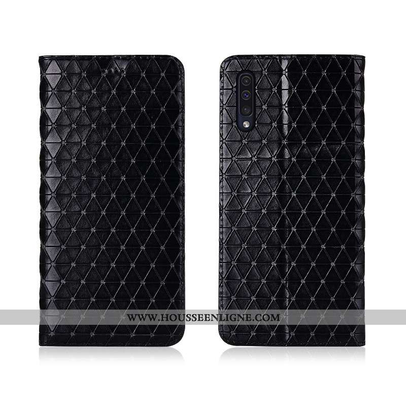 Coque Samsung Galaxy A50 Protection Délavé En Daim Étui Fluide Doux Clamshell Étoile Marron