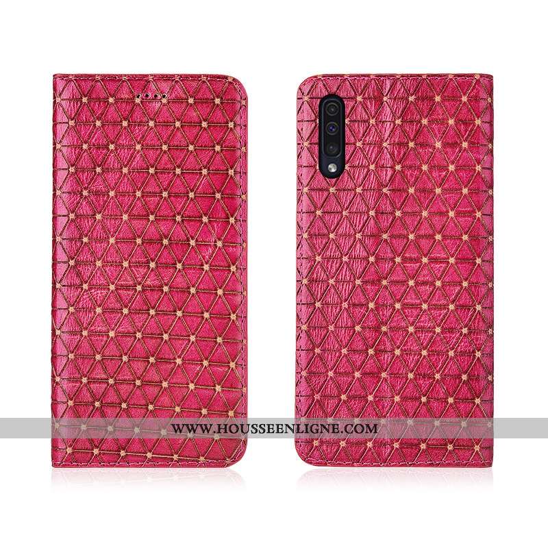 Coque Samsung Galaxy A50 Protection Délavé En Daim Étui Fluide Doux Clamshell Étoile Marron