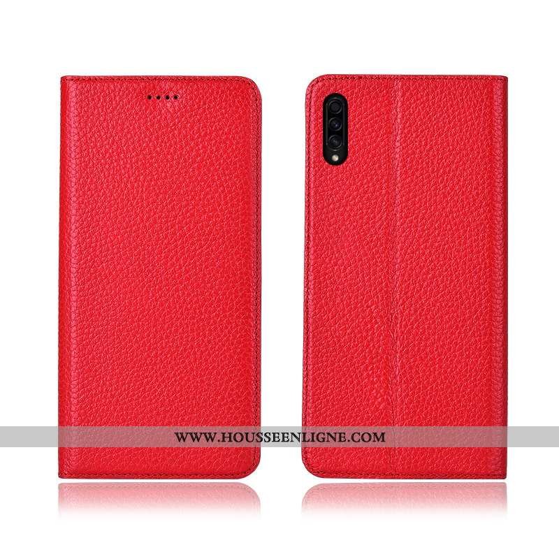 Coque Samsung Galaxy A50s Délavé En Daim Cuir Véritable Protection Téléphone Portable Kaki Incassabl