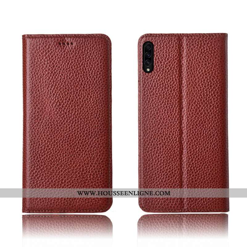 Coque Samsung Galaxy A50s Délavé En Daim Cuir Véritable Protection Téléphone Portable Kaki Incassabl