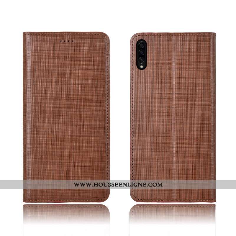 Coque Samsung Galaxy A50s Tendance Cuir Incassable Silicone Étui Téléphone Portable Bleu