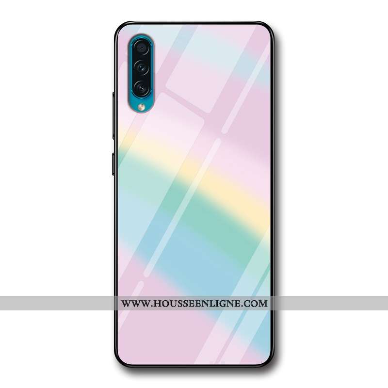 Coque Samsung Galaxy A50s Verre Personnalité Téléphone Portable Rose Dégradé De Couleur Simple Coule