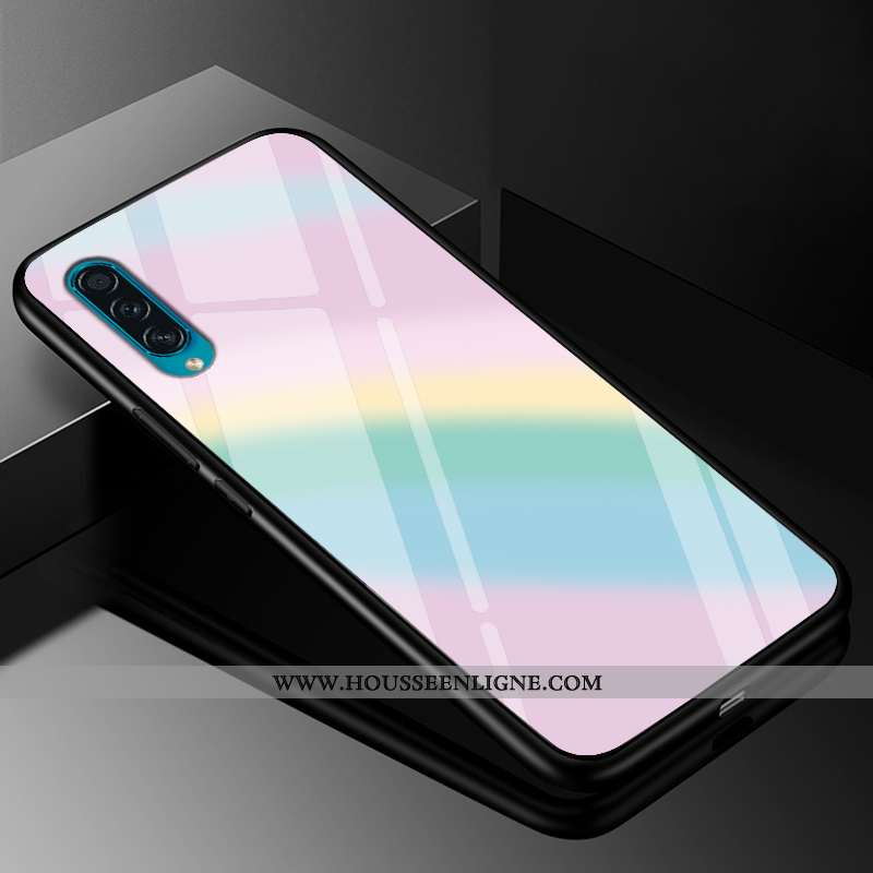 Coque Samsung Galaxy A50s Verre Personnalité Téléphone Portable Rose Dégradé De Couleur Simple Coule
