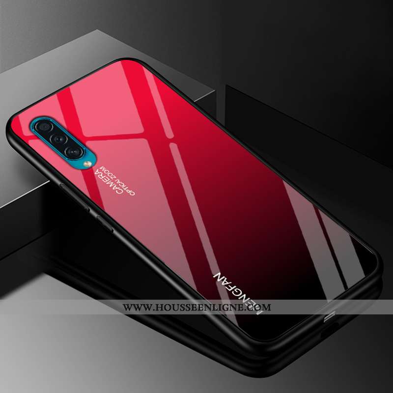 Coque Samsung Galaxy A50s Verre Personnalité Téléphone Portable Rose Dégradé De Couleur Simple Coule