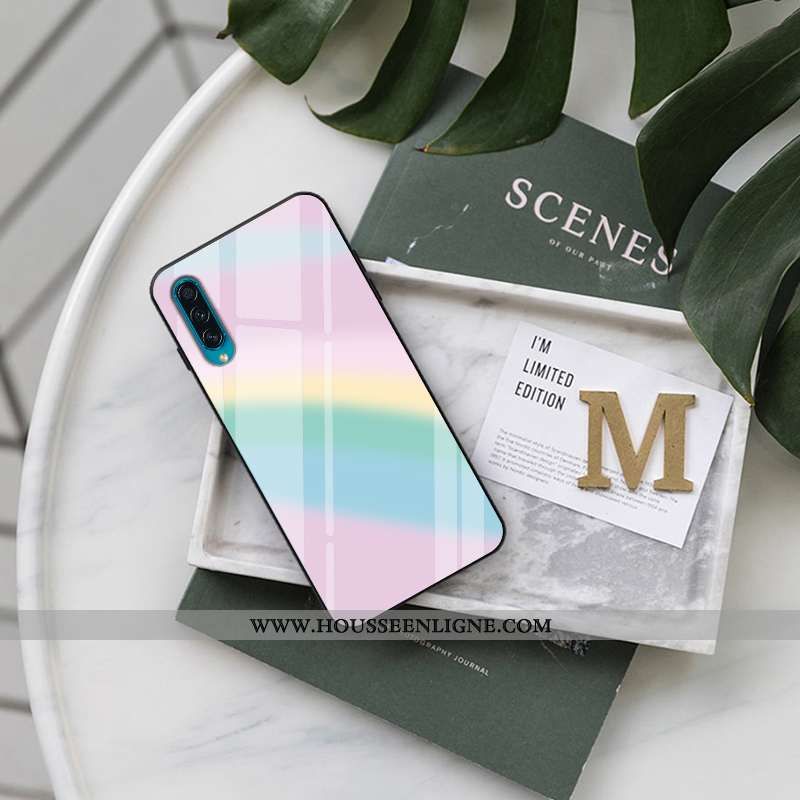 Coque Samsung Galaxy A50s Verre Personnalité Téléphone Portable Rose Dégradé De Couleur Simple Coule