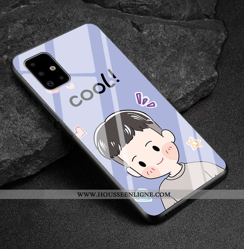 Coque Samsung Galaxy A51 Dessin Animé Tendance Silicone Étui Personnalité Verre Difficile Rose