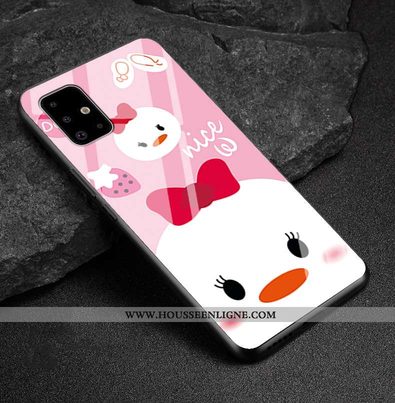Coque Samsung Galaxy A51 Dessin Animé Tendance Silicone Étui Personnalité Verre Difficile Rose