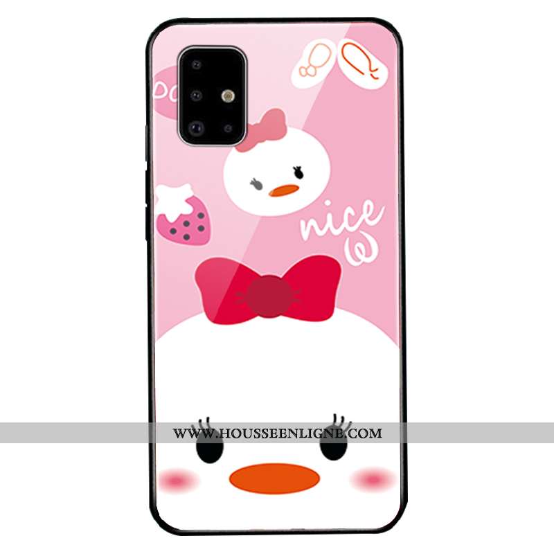 Coque Samsung Galaxy A51 Dessin Animé Tendance Silicone Étui Personnalité Verre Difficile Rose