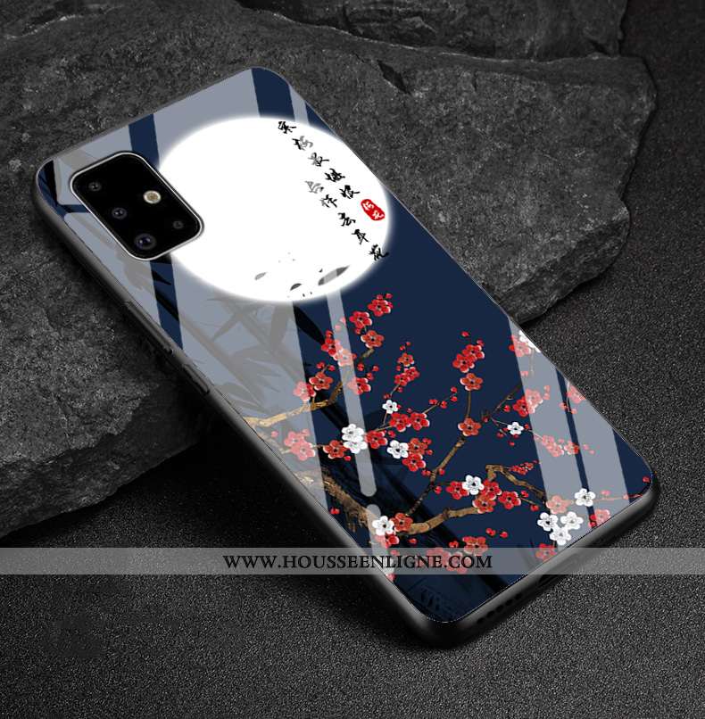 Coque Samsung Galaxy A51 Dessin Animé Tendance Étui Incassable Personnalisé Verre Bleu Foncé