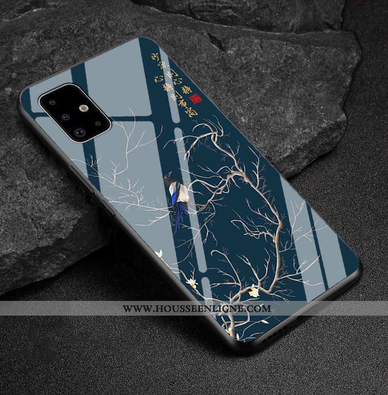 Coque Samsung Galaxy A51 Dessin Animé Tendance Étui Incassable Personnalisé Verre Bleu Foncé