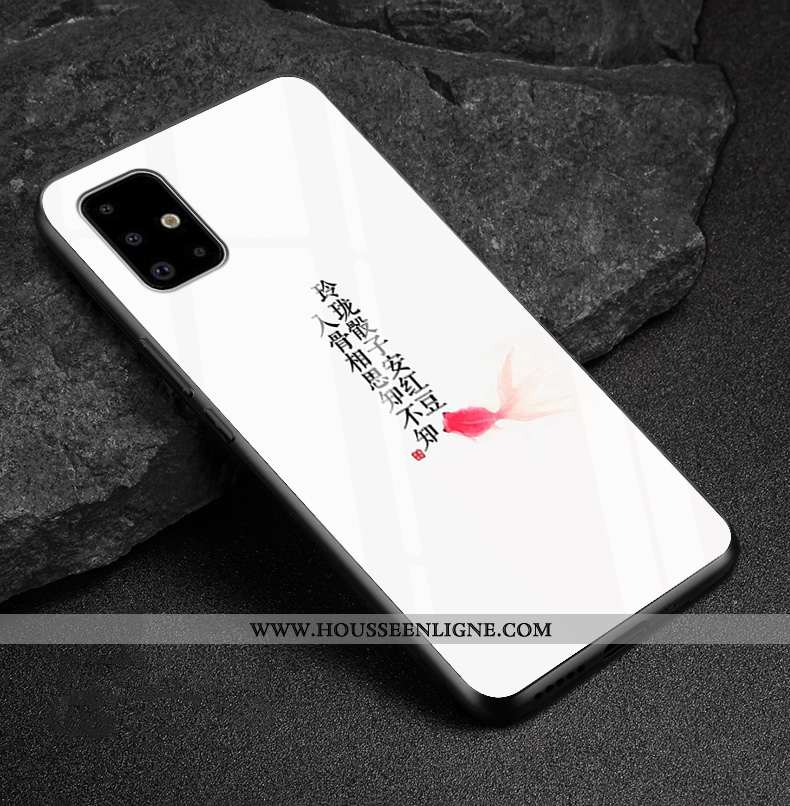 Coque Samsung Galaxy A51 Dessin Animé Tendance Étui Incassable Personnalisé Verre Bleu Foncé