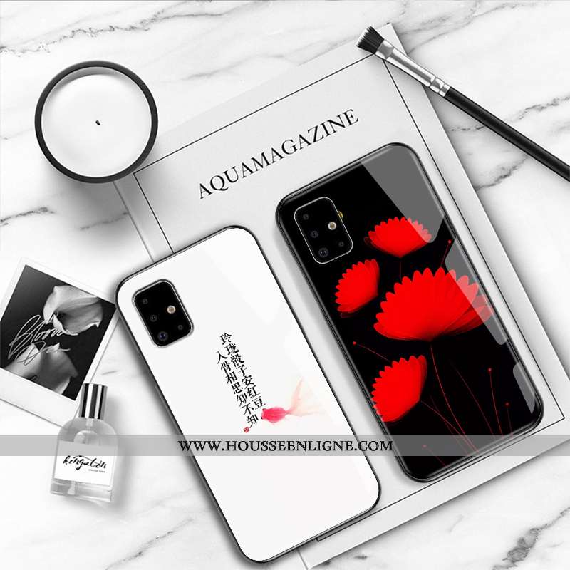 Coque Samsung Galaxy A51 Dessin Animé Tendance Étui Incassable Personnalisé Verre Bleu Foncé