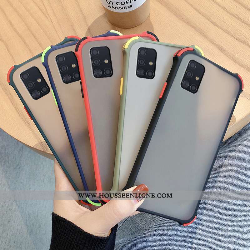 Coque Samsung Galaxy A51 Délavé En Daim Tendance Protection Noir Fluide Doux Étoile Étui
