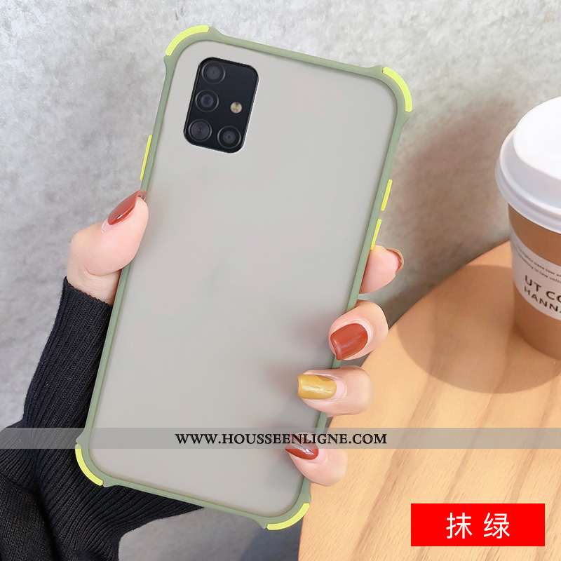 Coque Samsung Galaxy A51 Délavé En Daim Tendance Protection Noir Fluide Doux Étoile Étui
