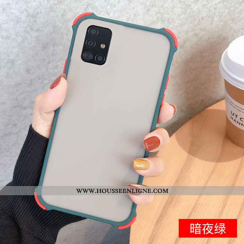 Coque Samsung Galaxy A51 Délavé En Daim Tendance Protection Noir Fluide Doux Étoile Étui