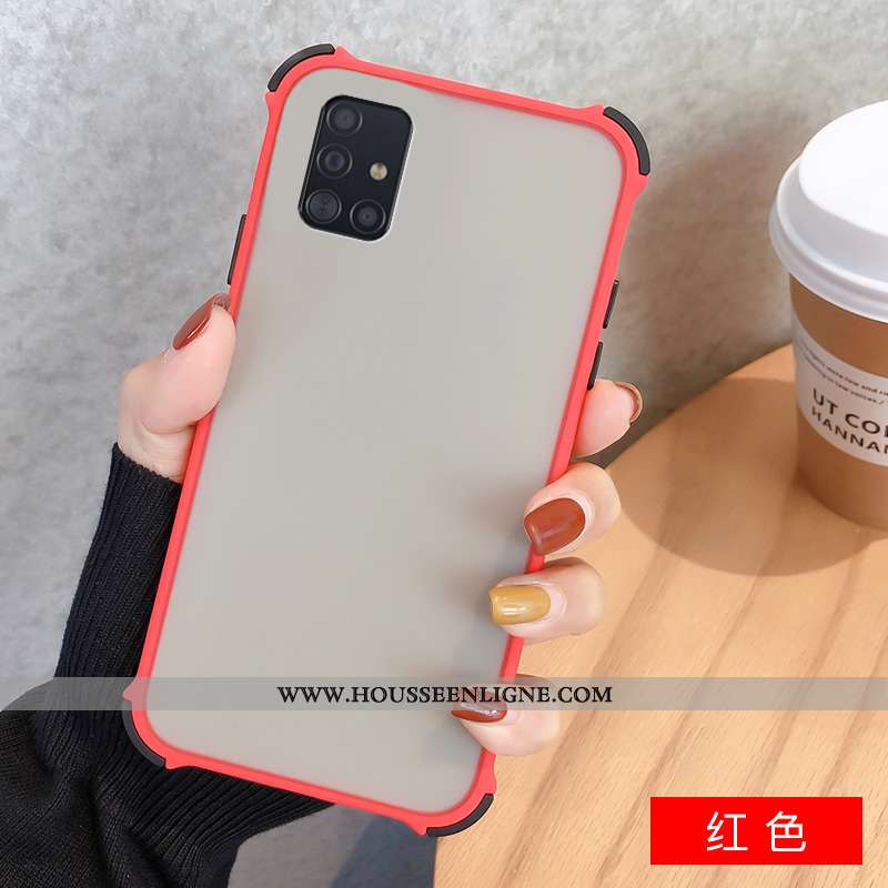 Coque Samsung Galaxy A51 Délavé En Daim Tendance Protection Noir Fluide Doux Étoile Étui