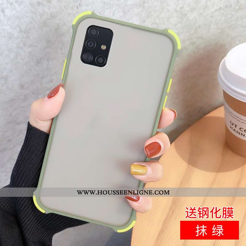 Coque Samsung Galaxy A51 Délavé En Daim Tendance Protection Noir Fluide Doux Étoile Étui