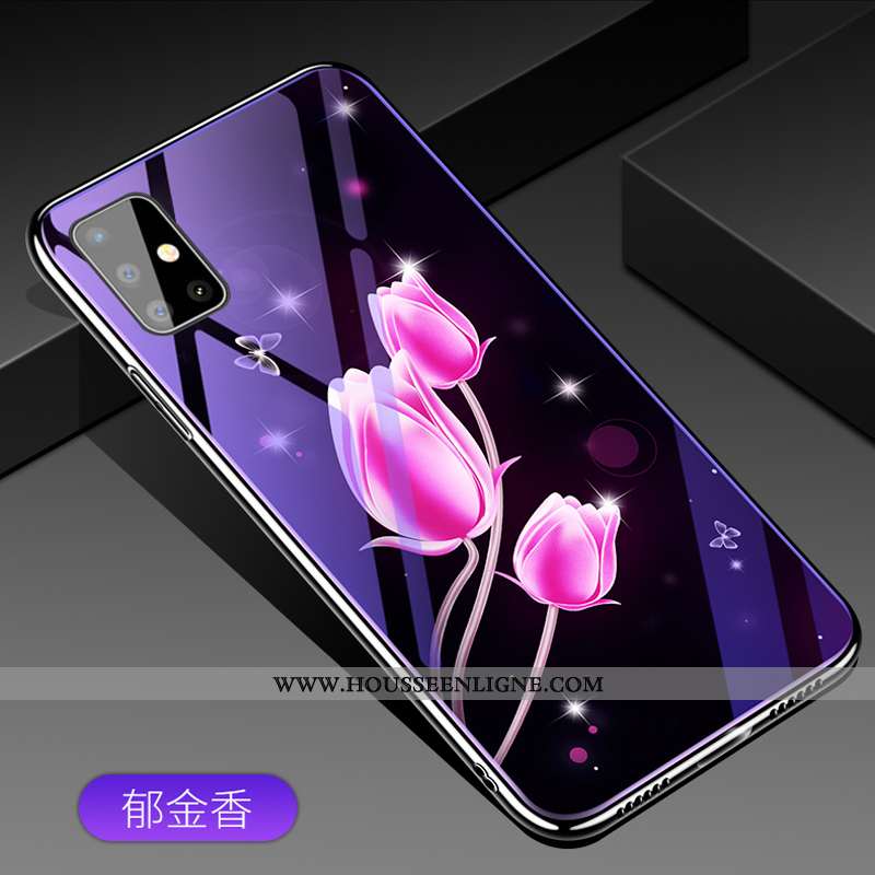 Coque Samsung Galaxy A51 Fluide Doux Protection Téléphone Portable Violet Verre Luxe Tendance