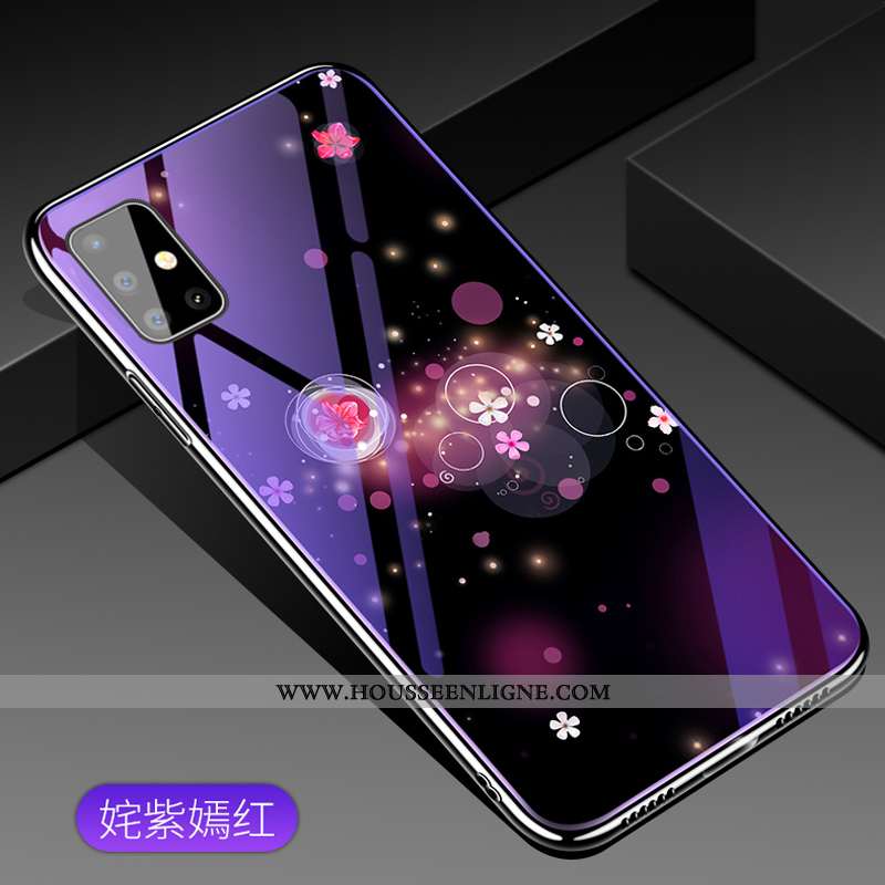 Coque Samsung Galaxy A51 Fluide Doux Protection Téléphone Portable Violet Verre Luxe Tendance