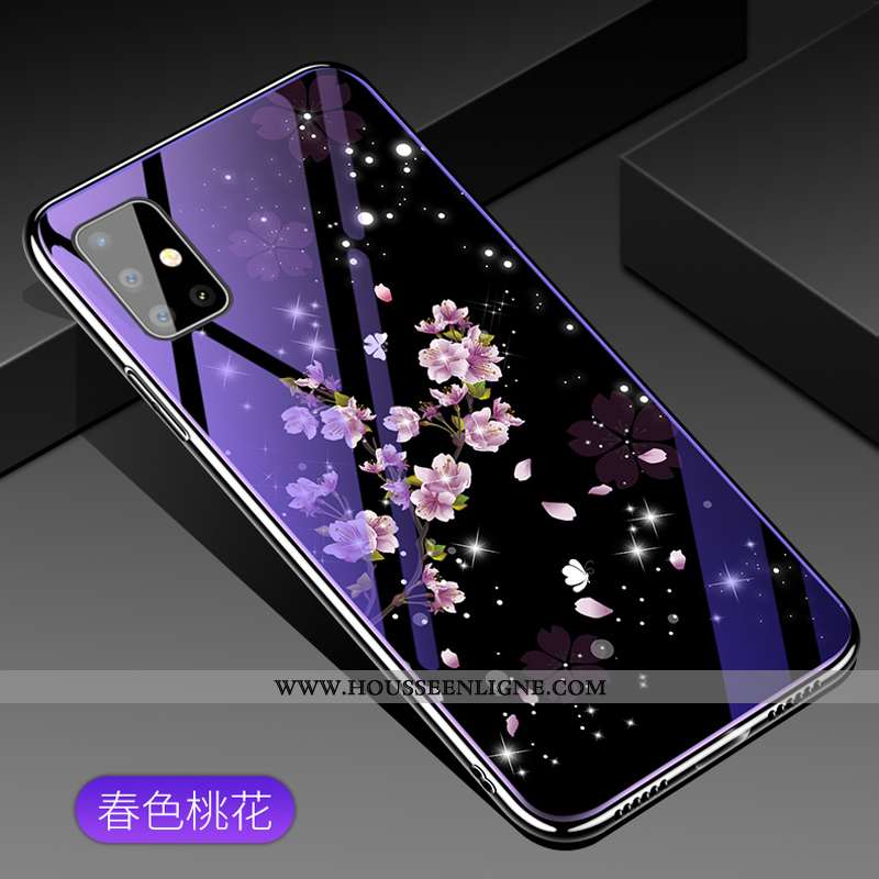 Coque Samsung Galaxy A51 Fluide Doux Protection Téléphone Portable Violet Verre Luxe Tendance