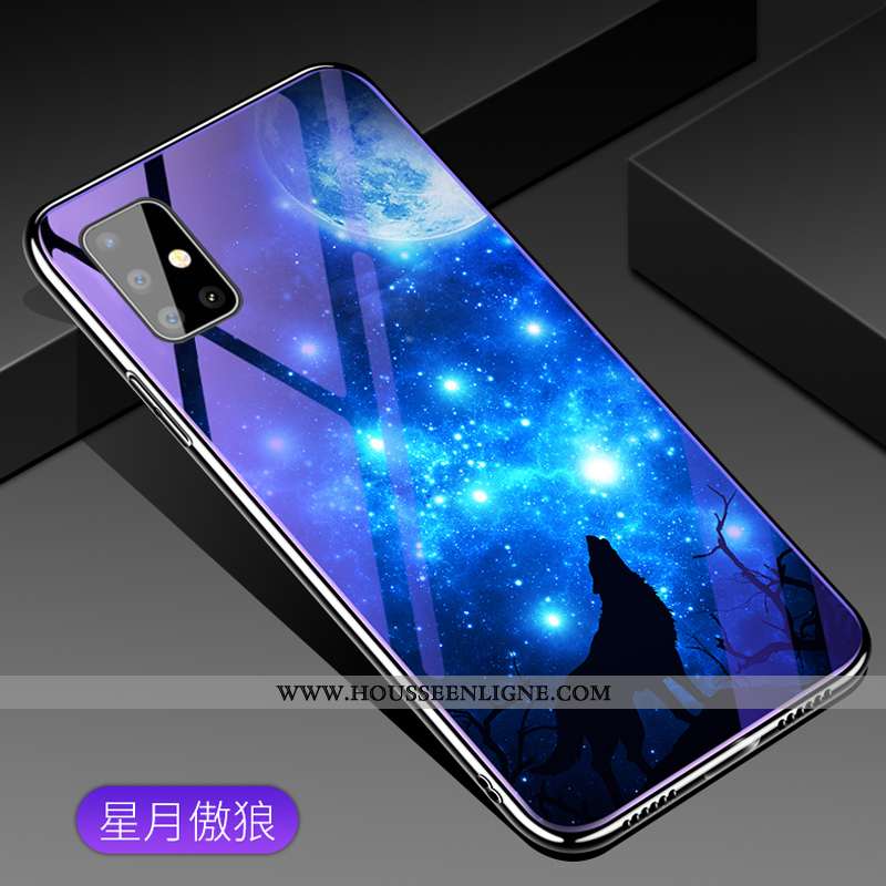 Coque Samsung Galaxy A51 Fluide Doux Protection Téléphone Portable Violet Verre Luxe Tendance