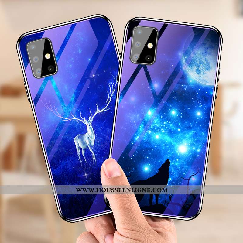 Coque Samsung Galaxy A51 Fluide Doux Protection Téléphone Portable Violet Verre Luxe Tendance
